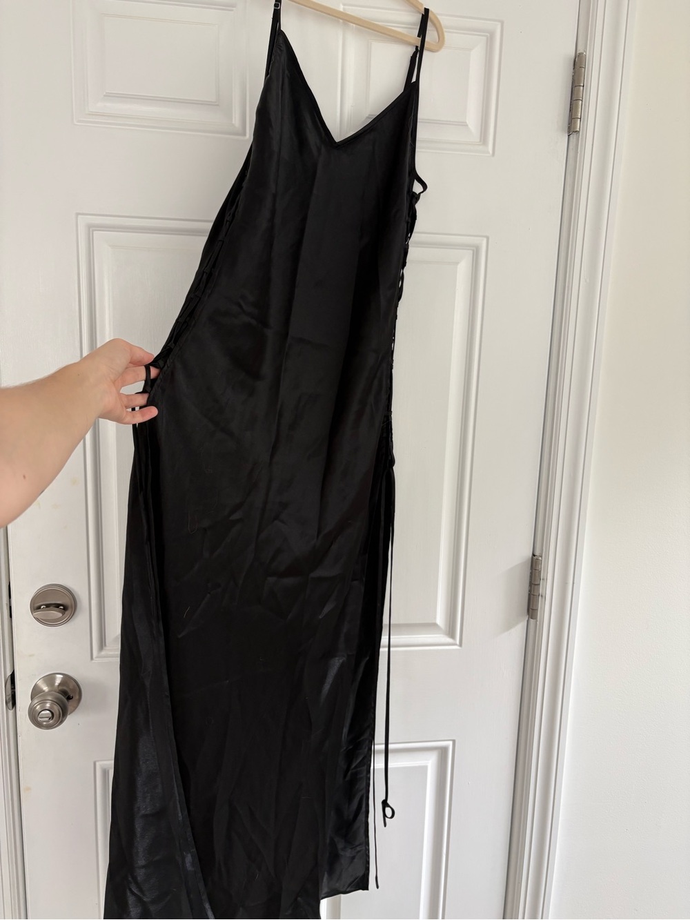 Victoria’s Secret Black Slip Maxi Dress with Side Ties